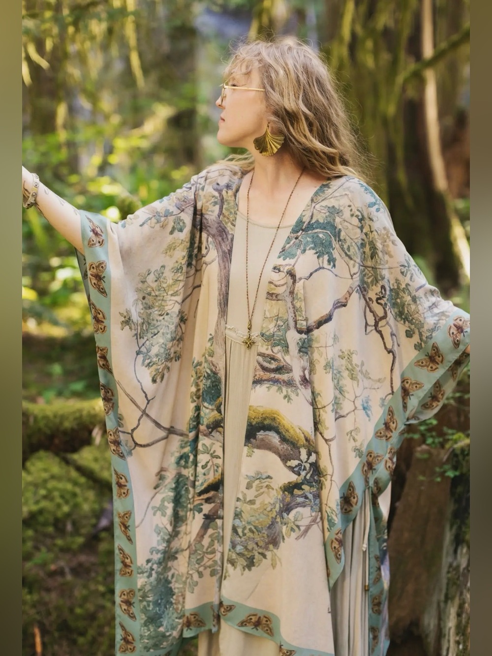Market of Stars Earth & Sky Starduster Kimono Woodland Boho NWT Fairycore - Picture 8 of 14